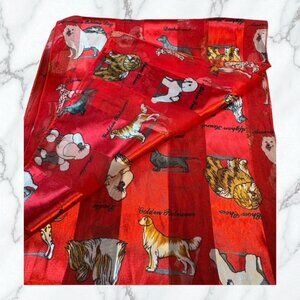 Scarf RED Dog Breeds 14" x 60"